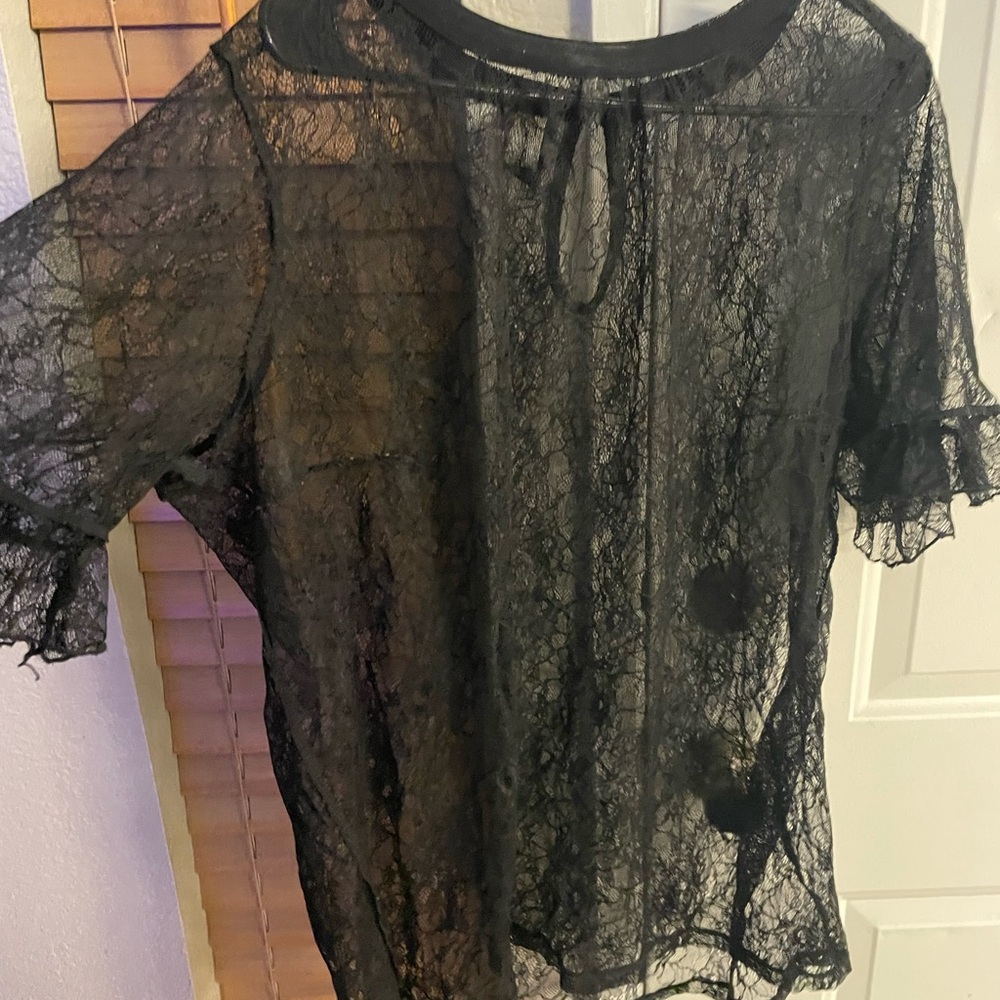 Torrid Black Sheer Lace Blouse
